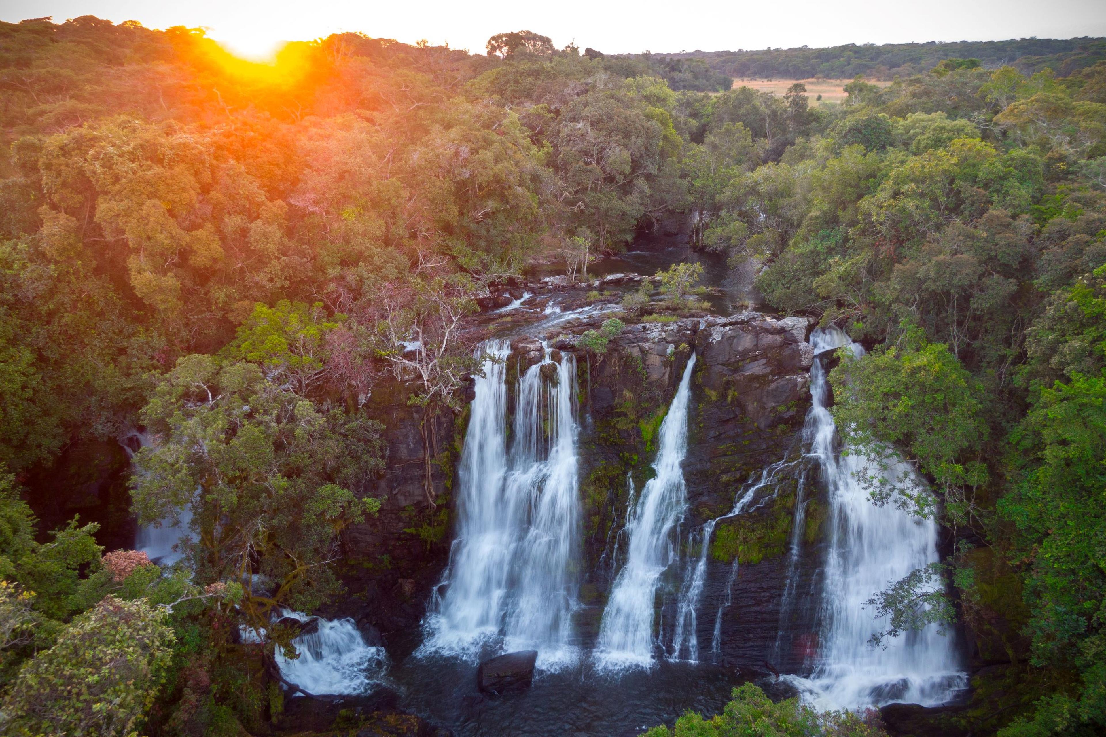 Waterval bij zonsondergang, Zambezi