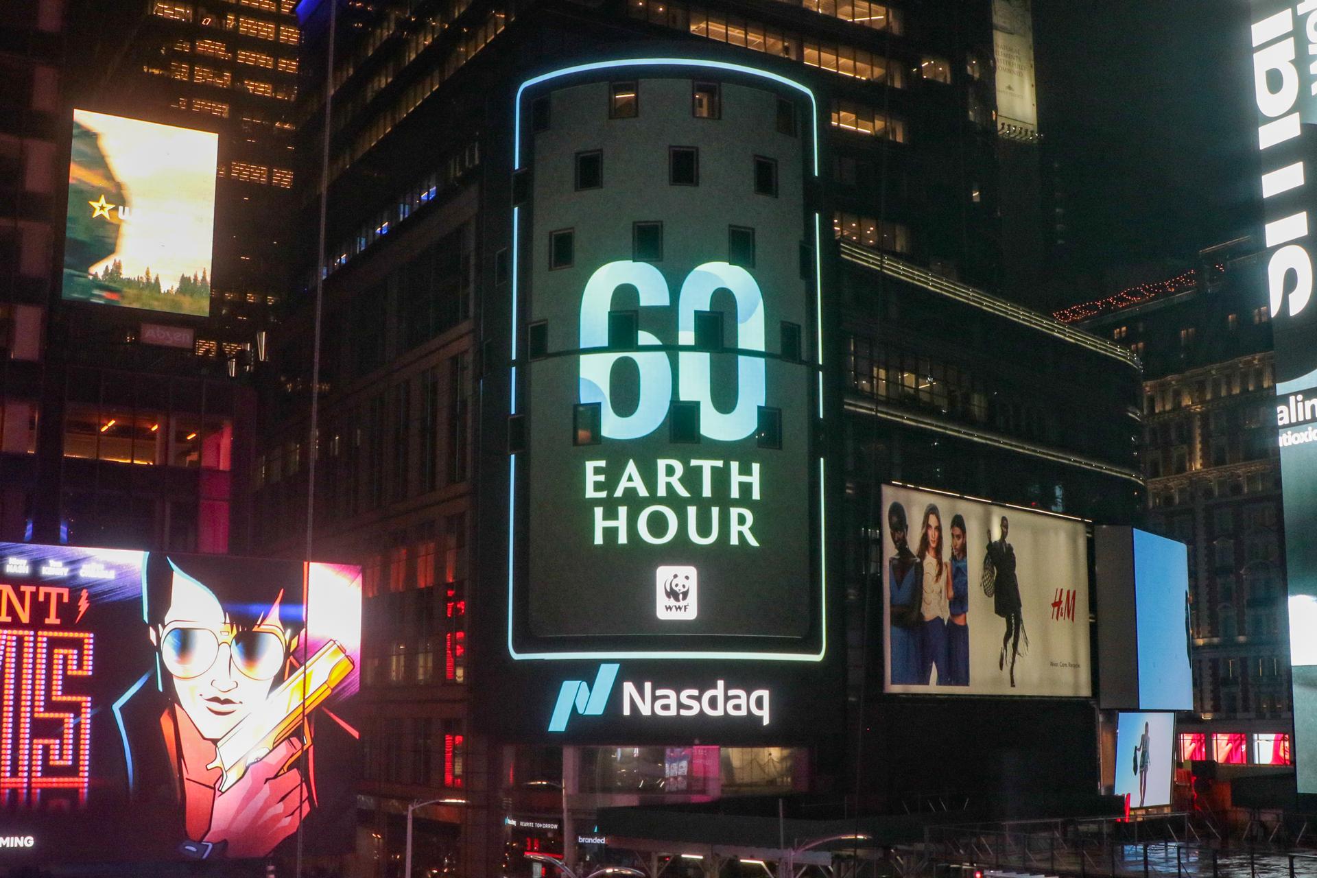 Een digitaal billboard voor Earth Hour 2023