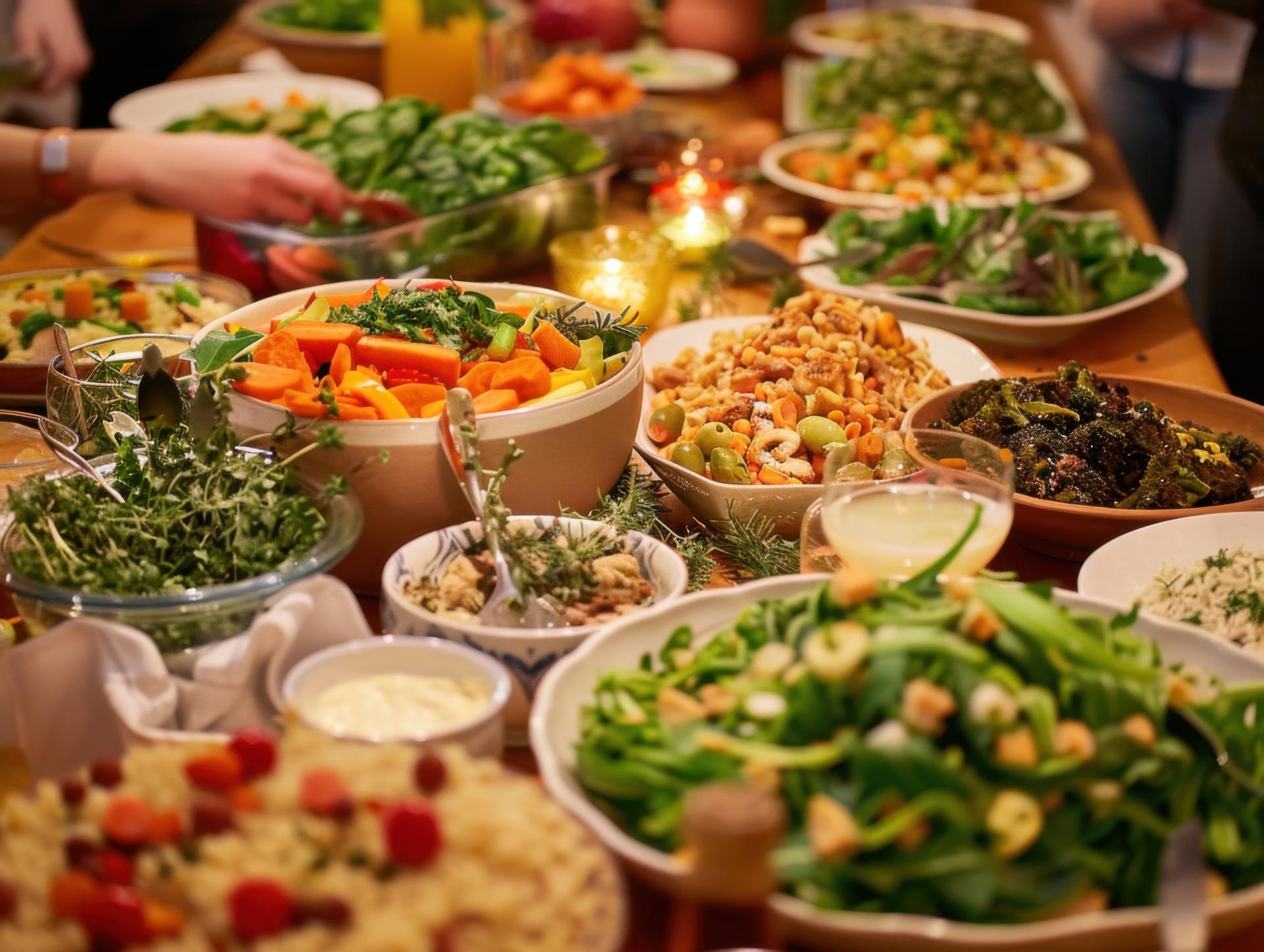 Dinertafel met gerechten om te delen