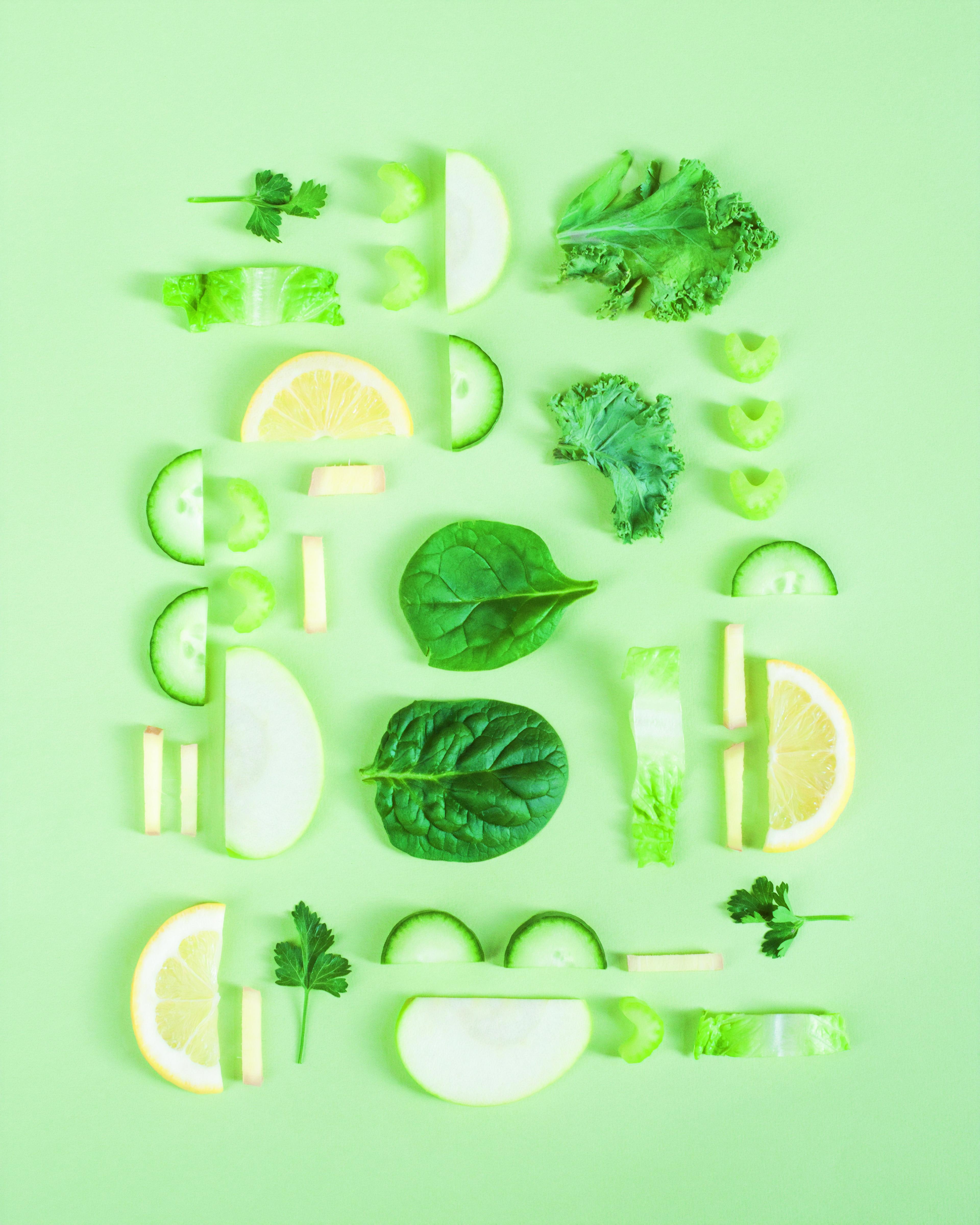 Gesorteerd groen fruit en groente