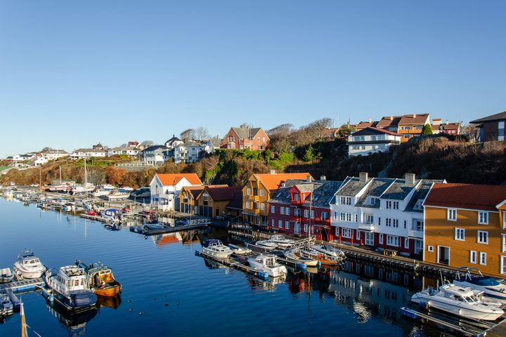 Colourful buildings along Haugesund&rsquo;s waterfront