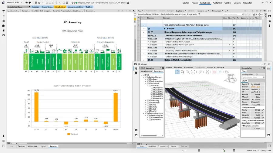 Software screens showing analysis of individual project phases.