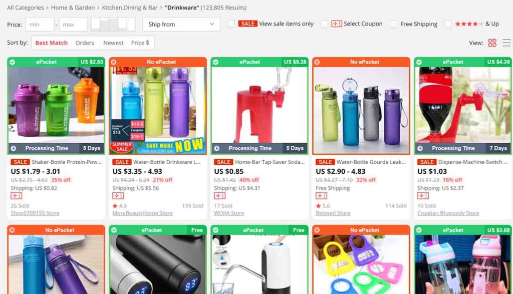 Usare i filtri per trovare i prodotti su AliExpress