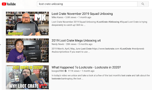 Video marketing de Loot Crate