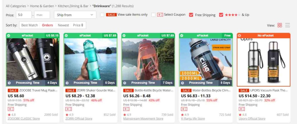 Trovare prodotti su Aliexpress
