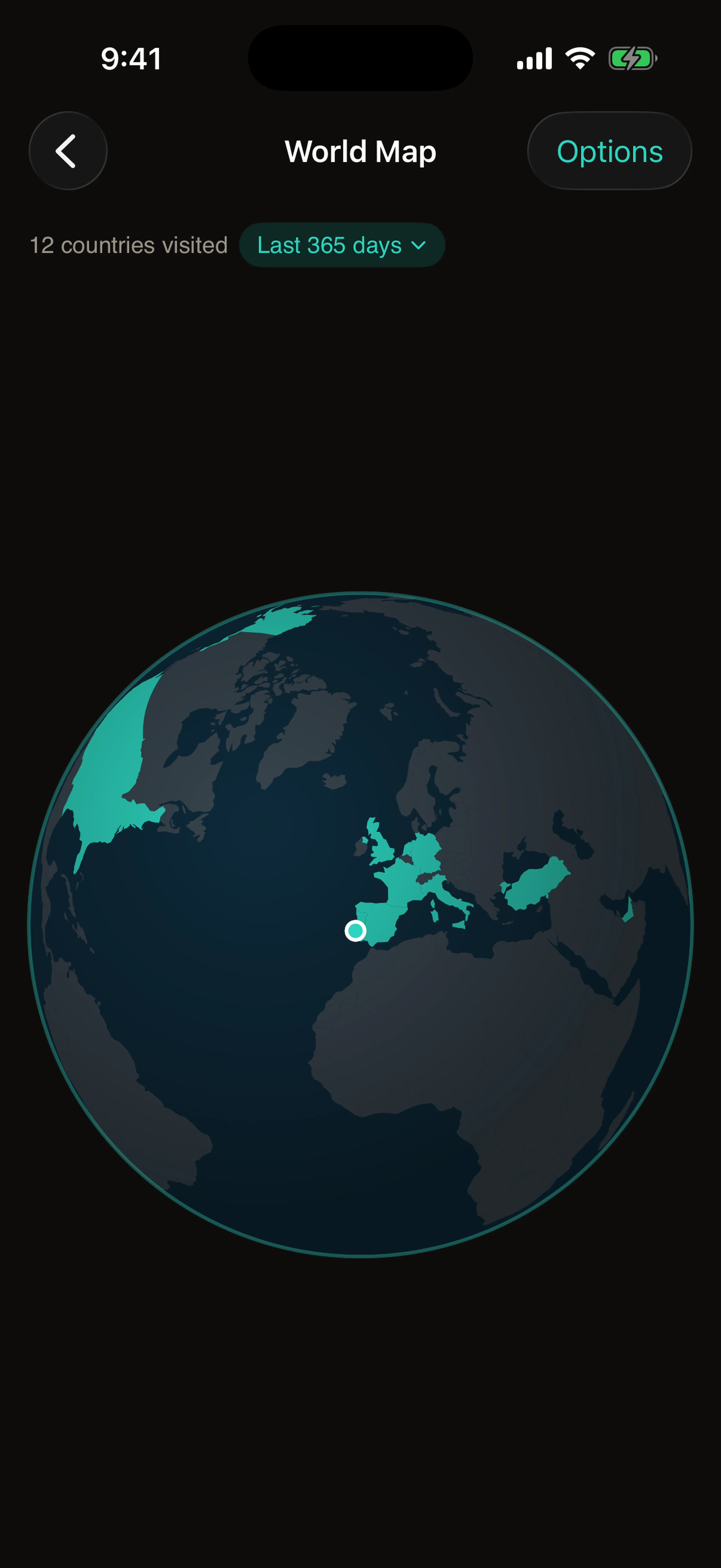 World map of visited countries