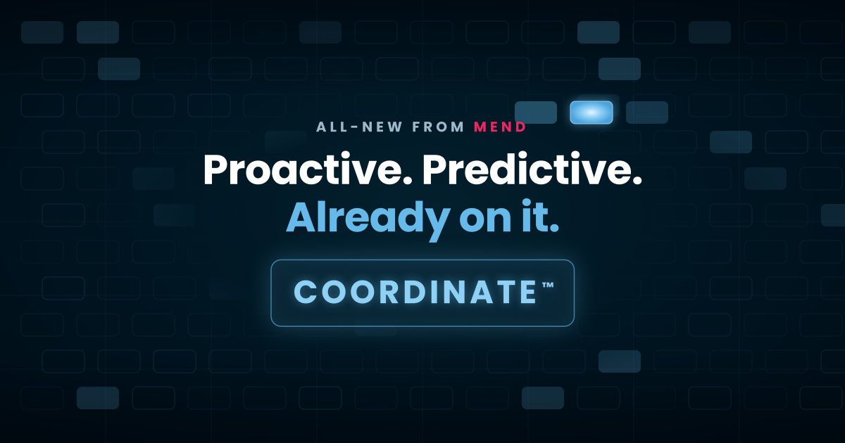 All-new from Mend. Proactive. Predictive. Already on it. Coordinate.