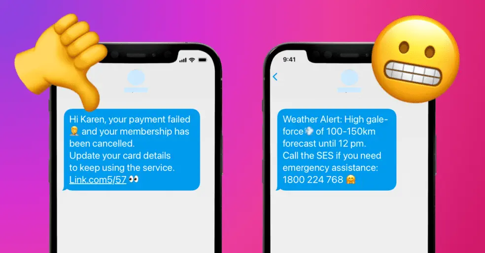 Examples where emojis may not be appropriate in SMS