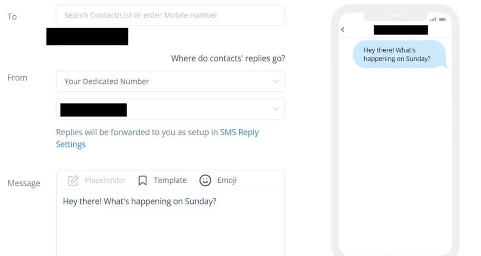 Screenshot showing the Quick SMS page in the ClickSend dashboard 