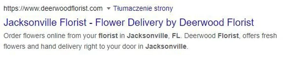 Search engine result page listing screenshot for Deerwood Florist
