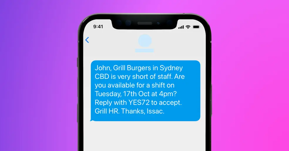 John SMS example burgers