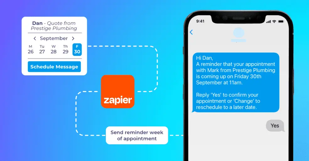 Automated plumbing quote sent via SMS using Zapier