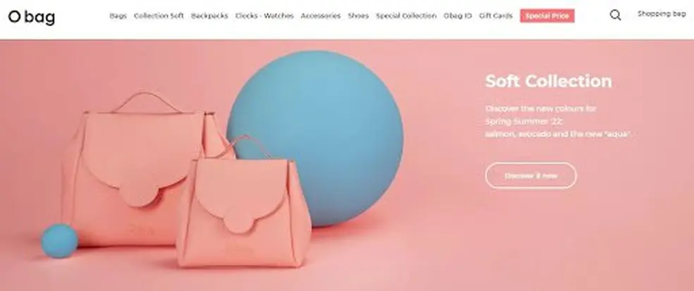 O bag homepage screenshot