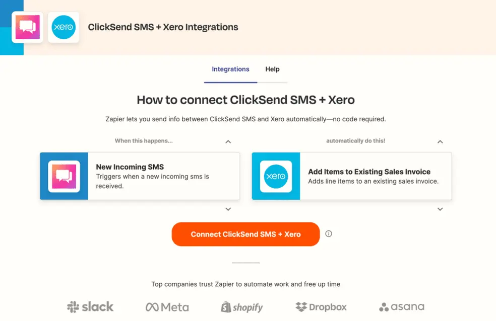 Xero and ClickSend zap