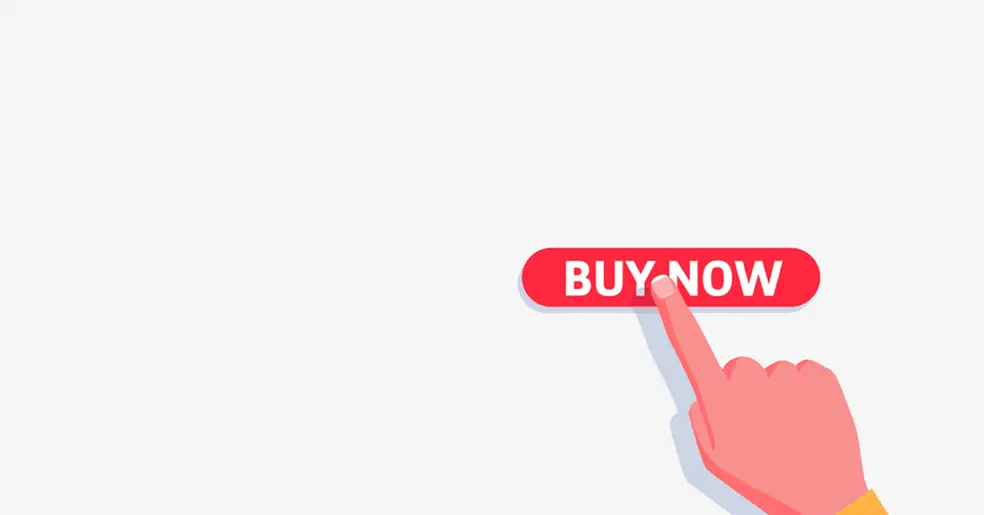 Buy now button with hand over it