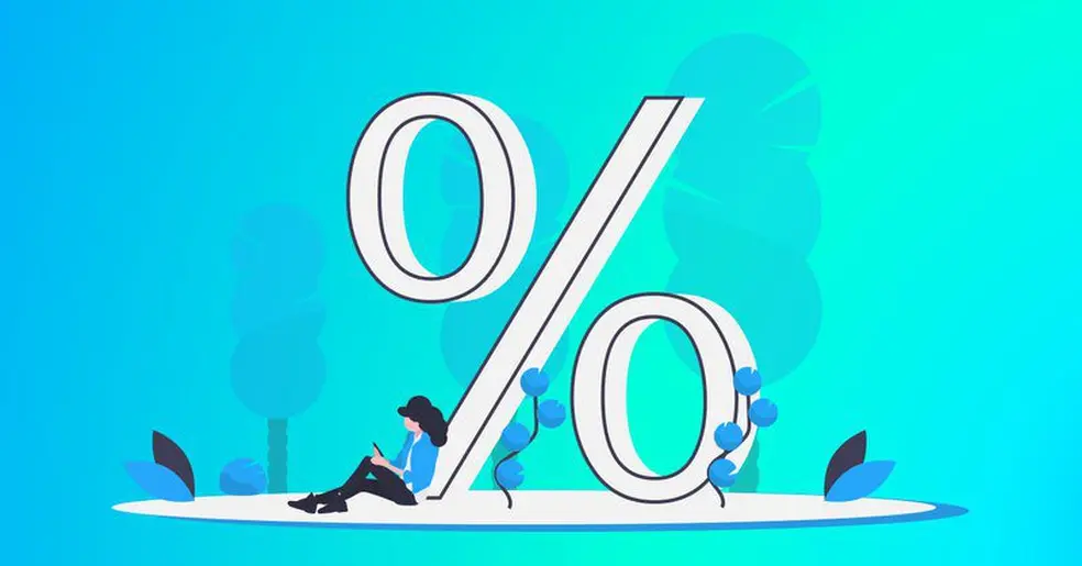 Black Friday pricing strategy graphic on green and blue gradient with large % sign