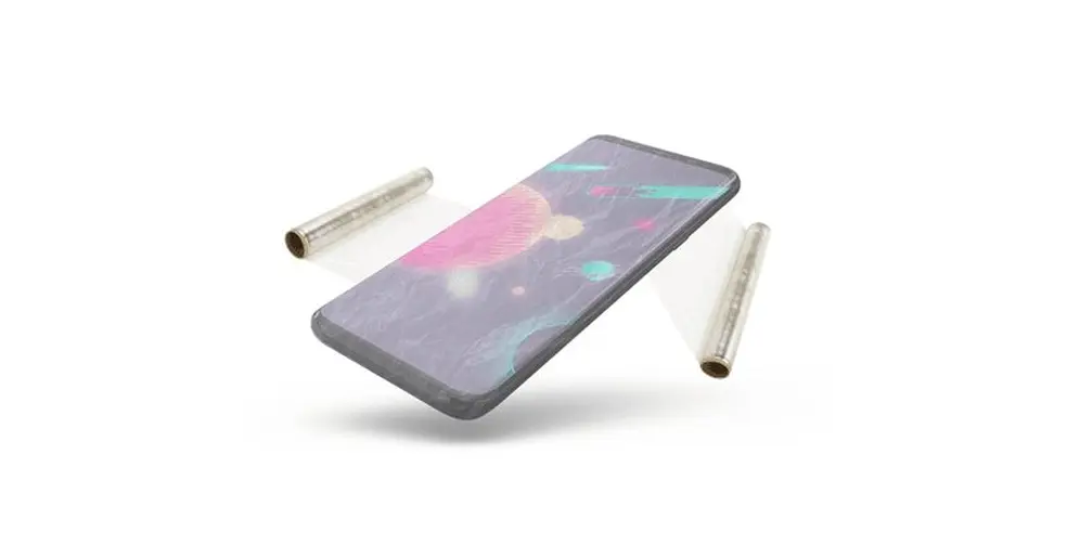 Phone in clingwrap graphic