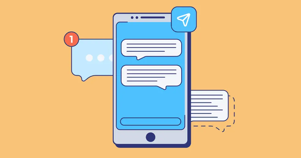 Phone with text messages showing