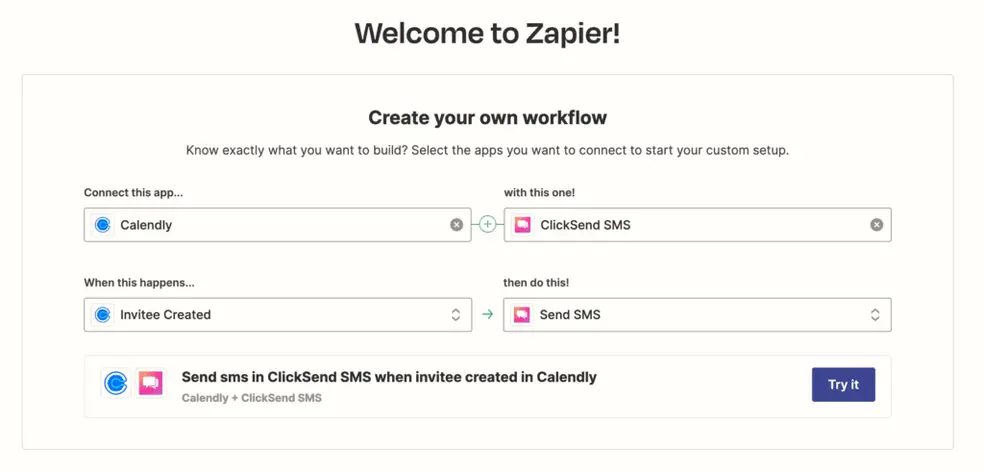 Calendly and ClickSend zap