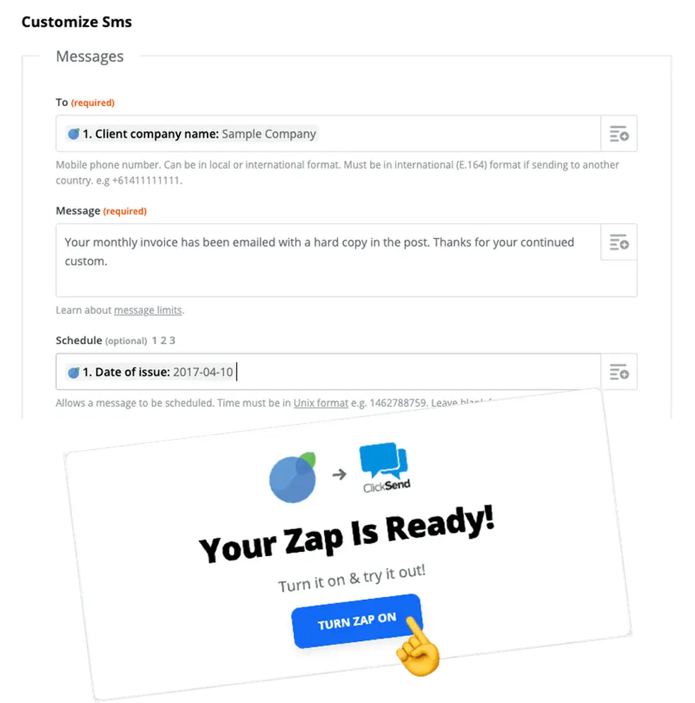 Customize your zap