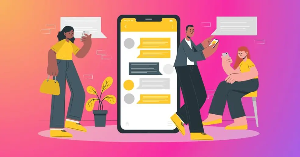 Graphic of 3 People Receiving SMS Marketing on Their Devices