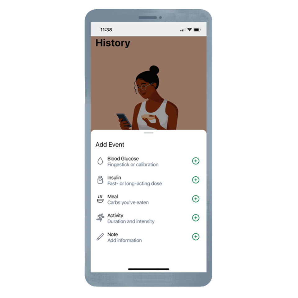 Dexcom ONE+ Events on  smartphone