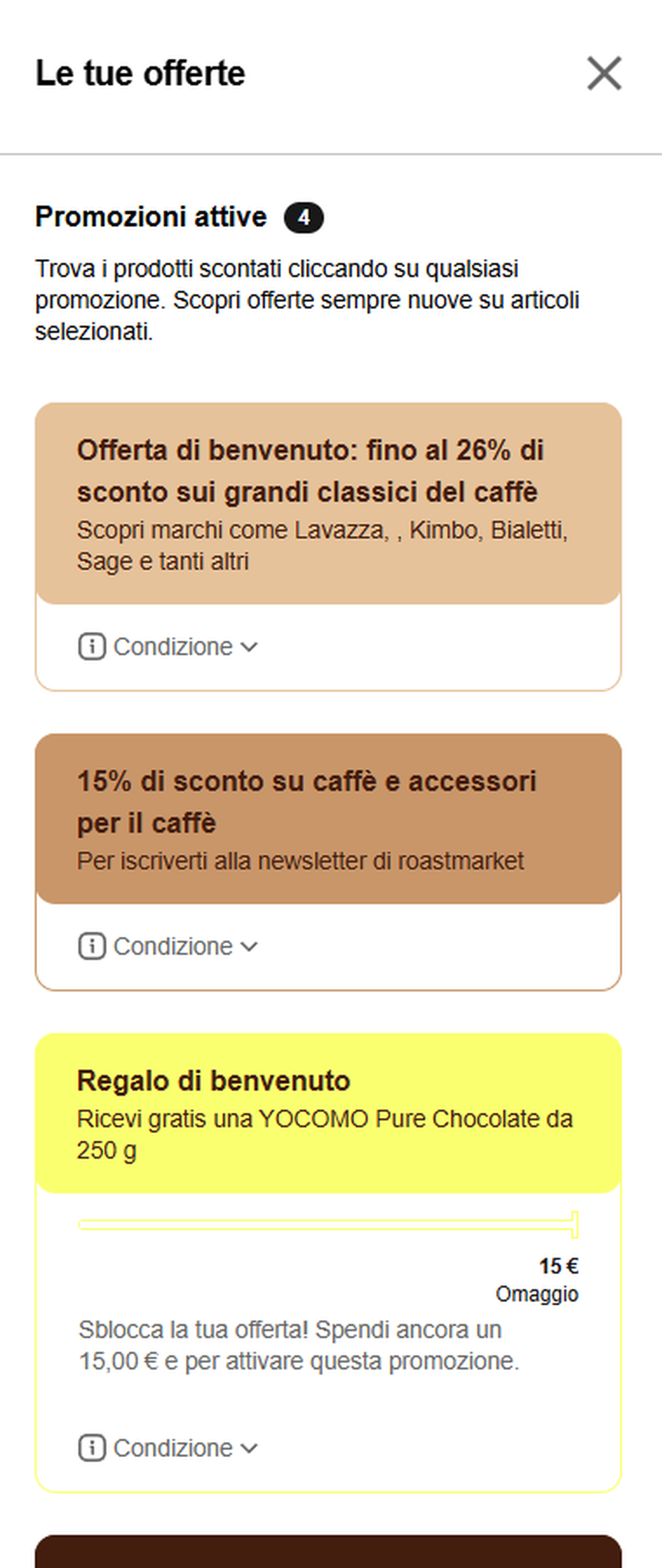 Screenshot del wallet