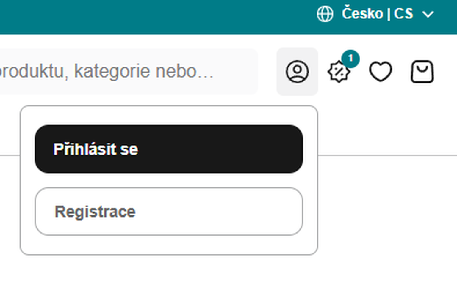 Snímek obrazovky s ikonou účtu