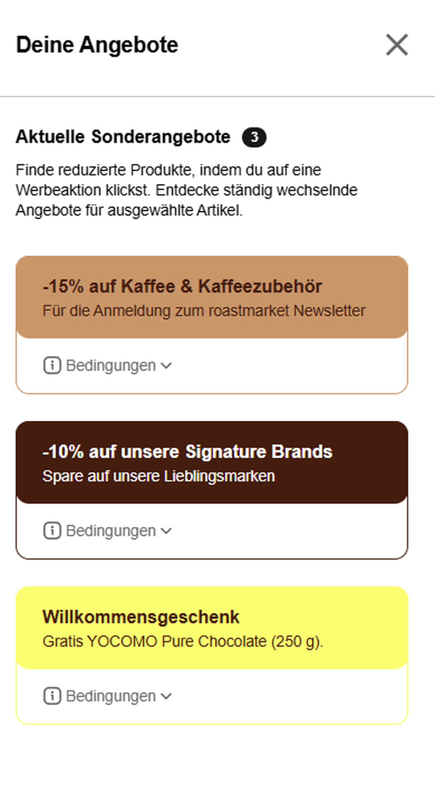 Screenshot der Vorteilsübersicht