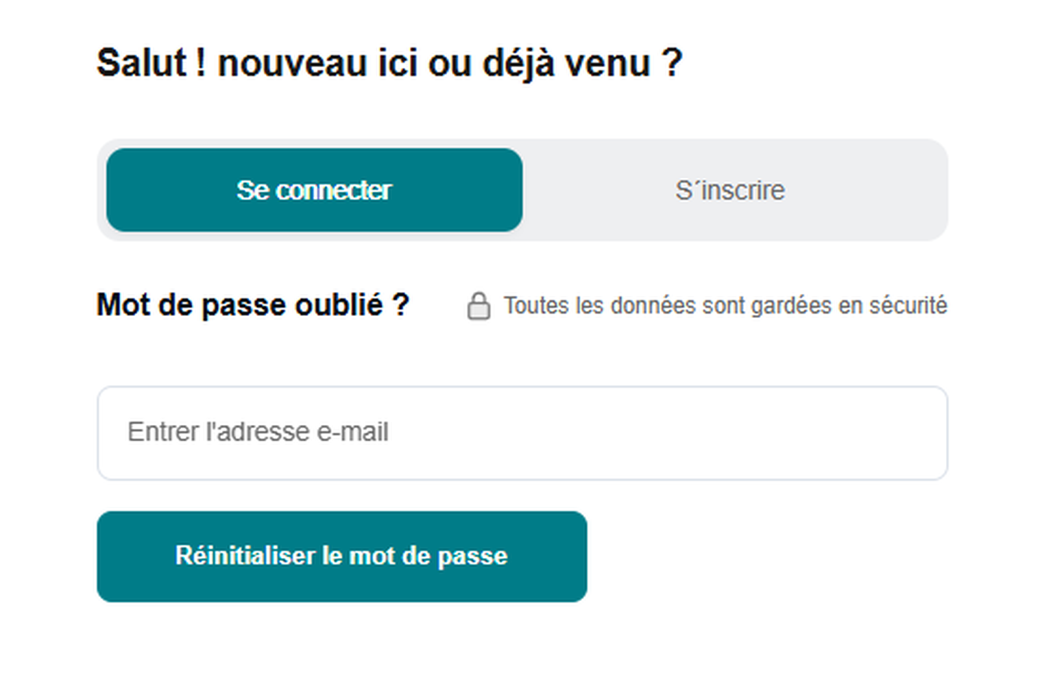 Capture d’écran de la réinitialisation du mot de passe