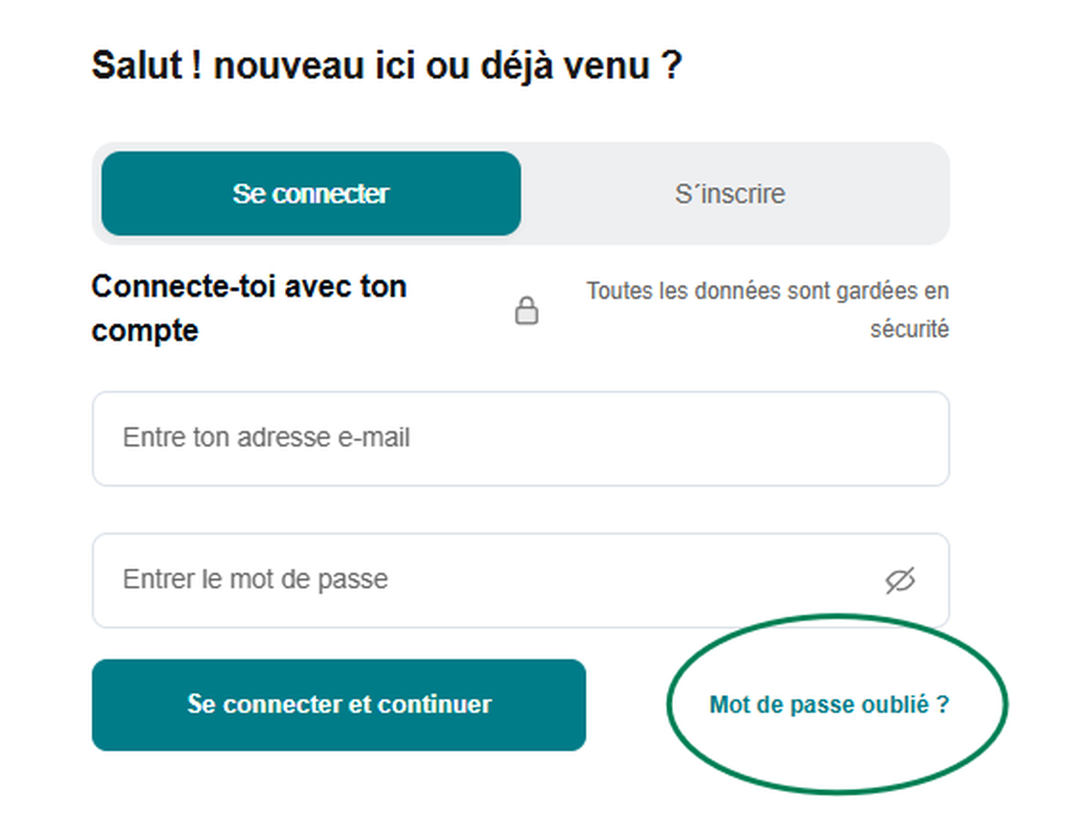 Capture d’écran de la réinitialisation du mot de passe