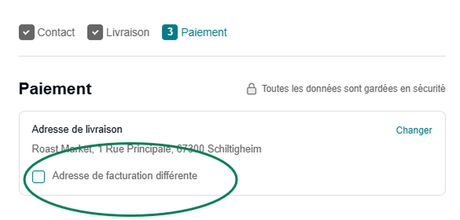 Adresse de facturation lors du paiement