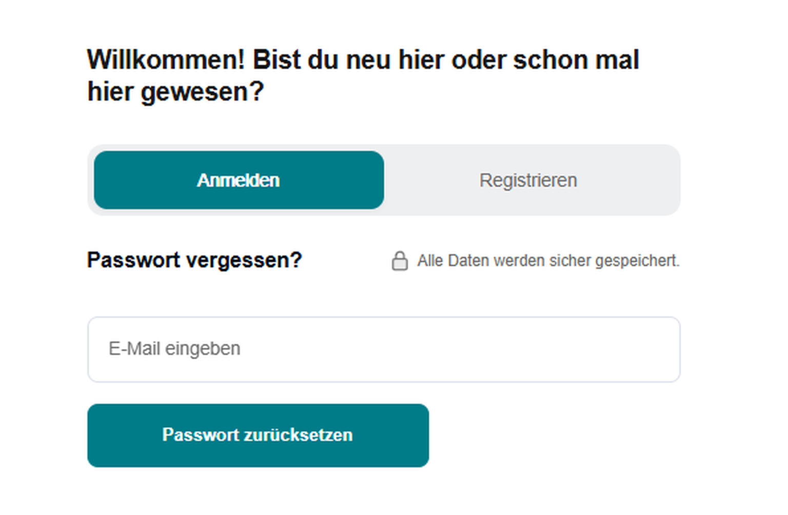 Screenshot zum Zurücksetzen des Passworts