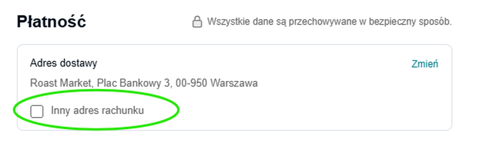 Adres rozliczeniowy w koszyku