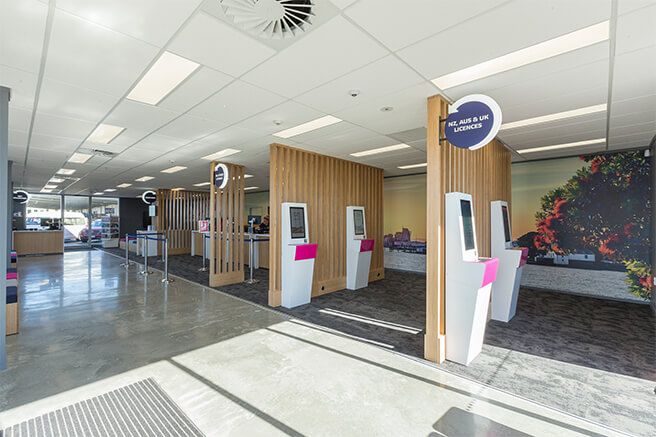 Image of a GO Rentals branch showing its self-service kiosks
