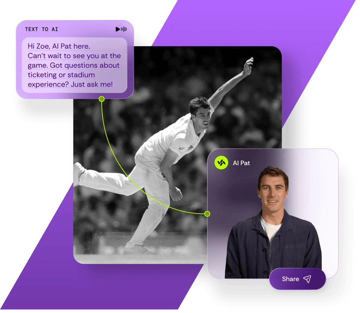 AI-generated avatar of Pat Cummins in the PlayAI app