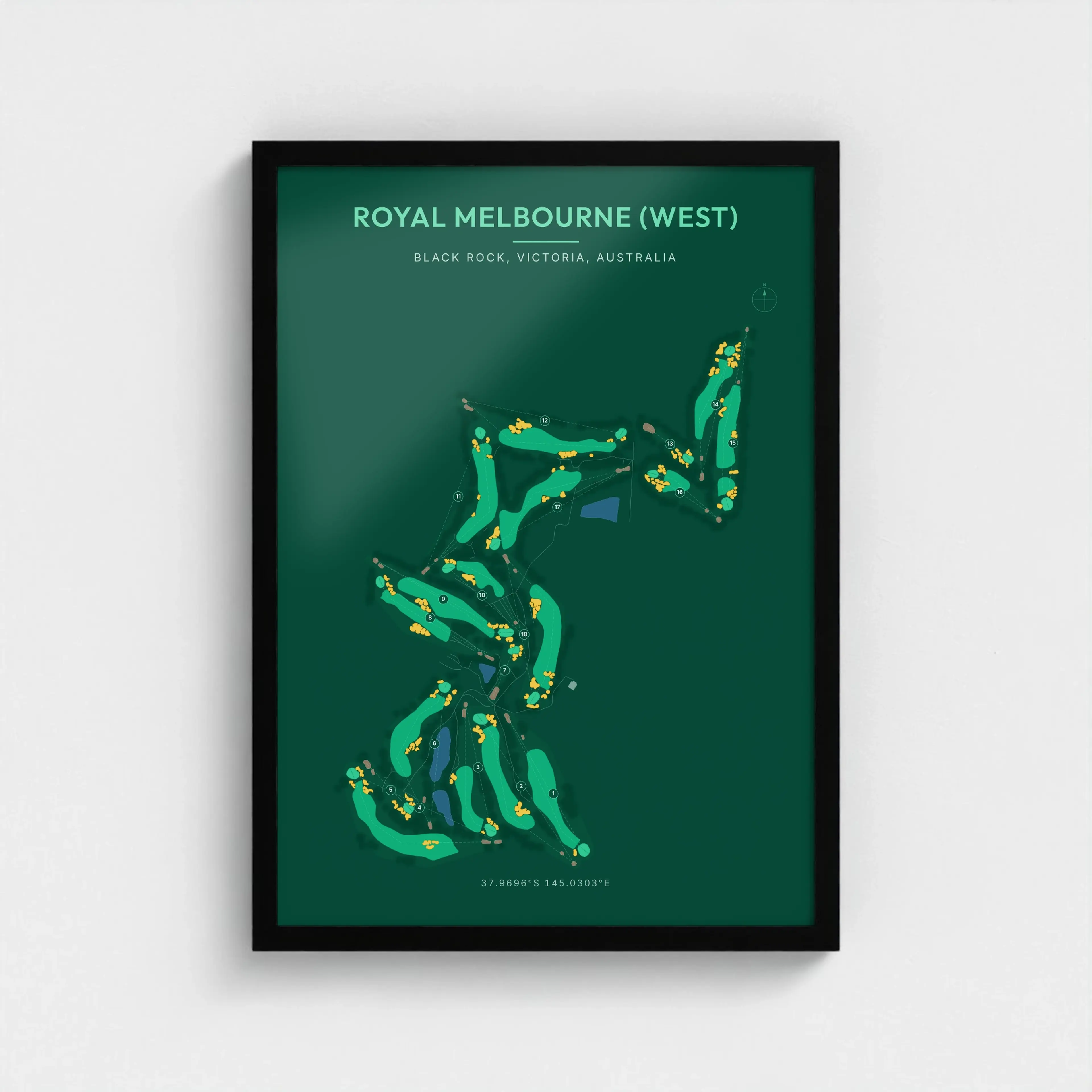 A Royal Melbourne (West) print in the Emerald style, in a black Gallery frame