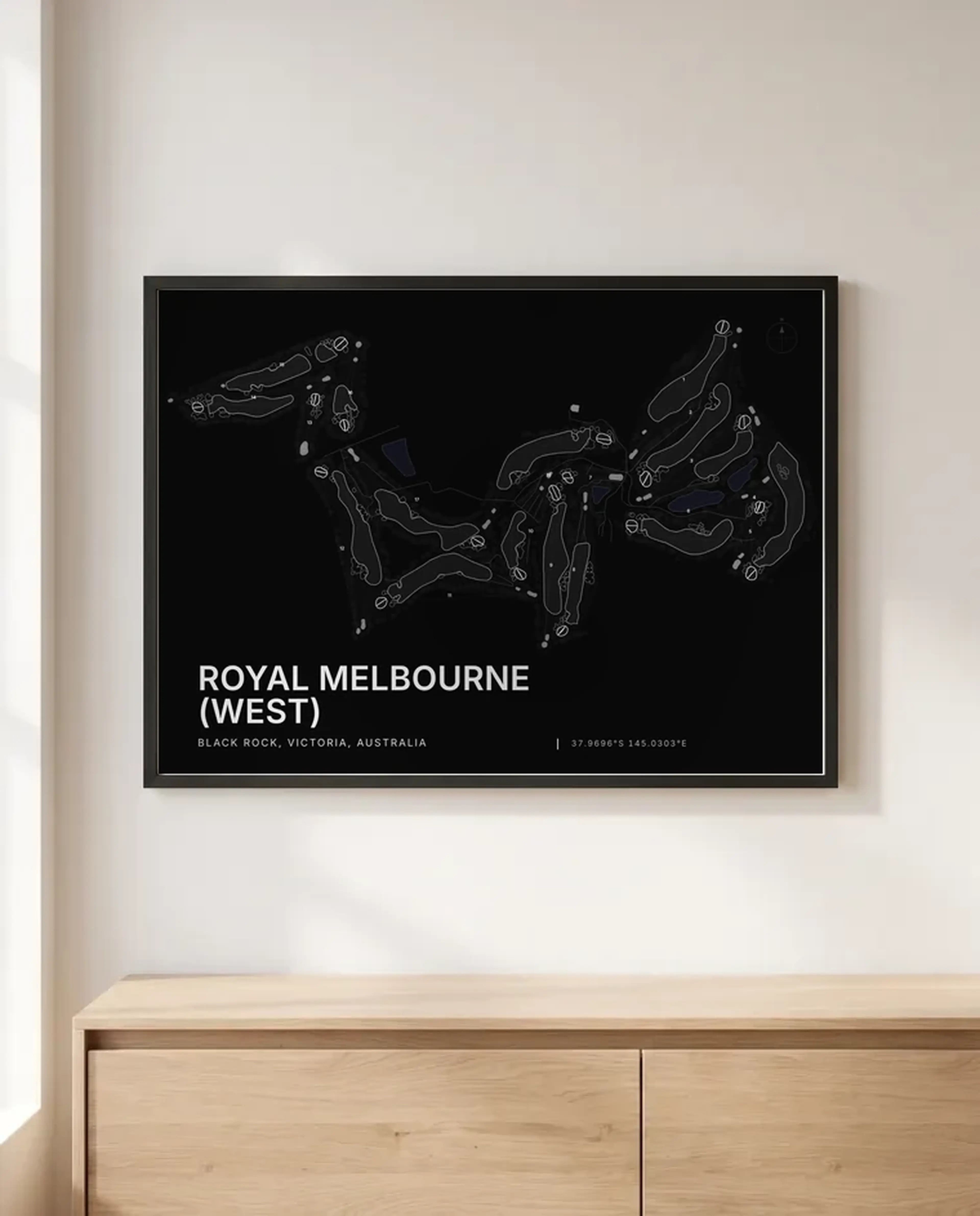 A Royal Melbourne (West) print in the Noir style on a pale wall