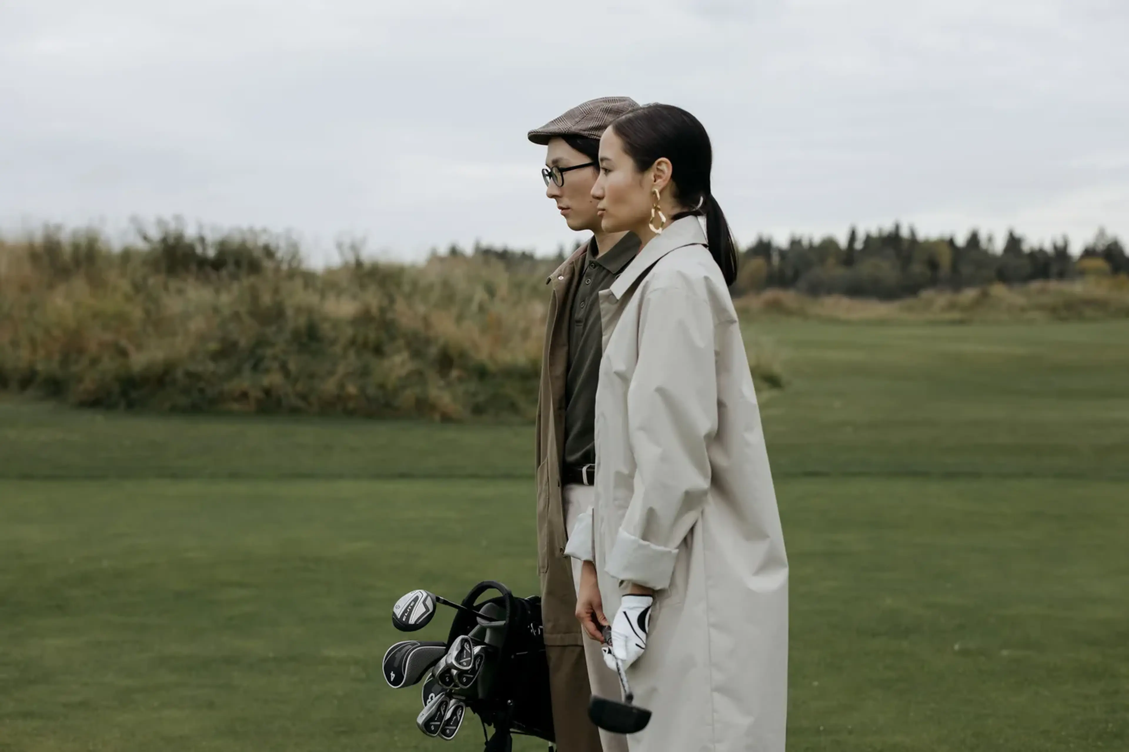 A couple together on a golf course