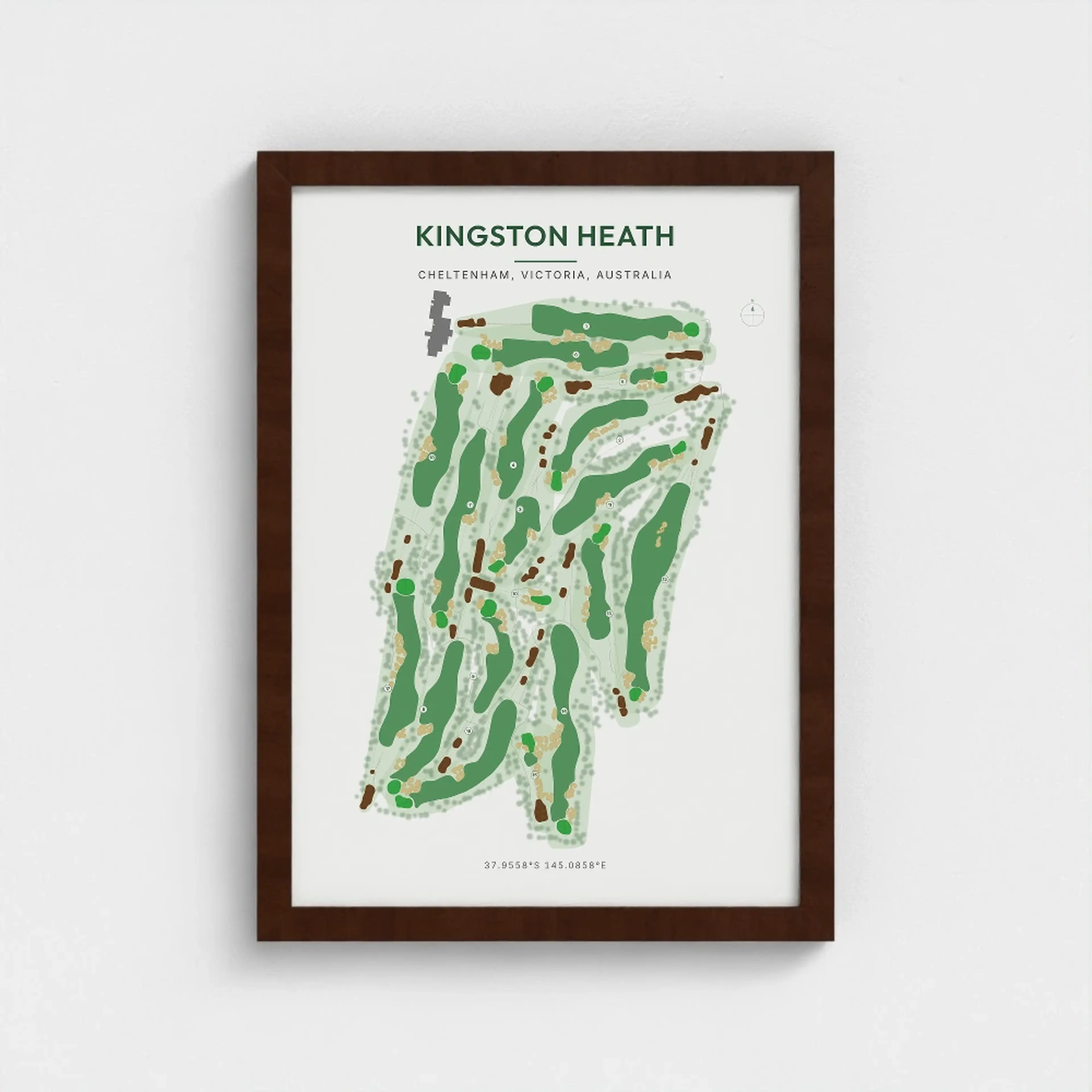 A Kingston Heath print in a Brown frame