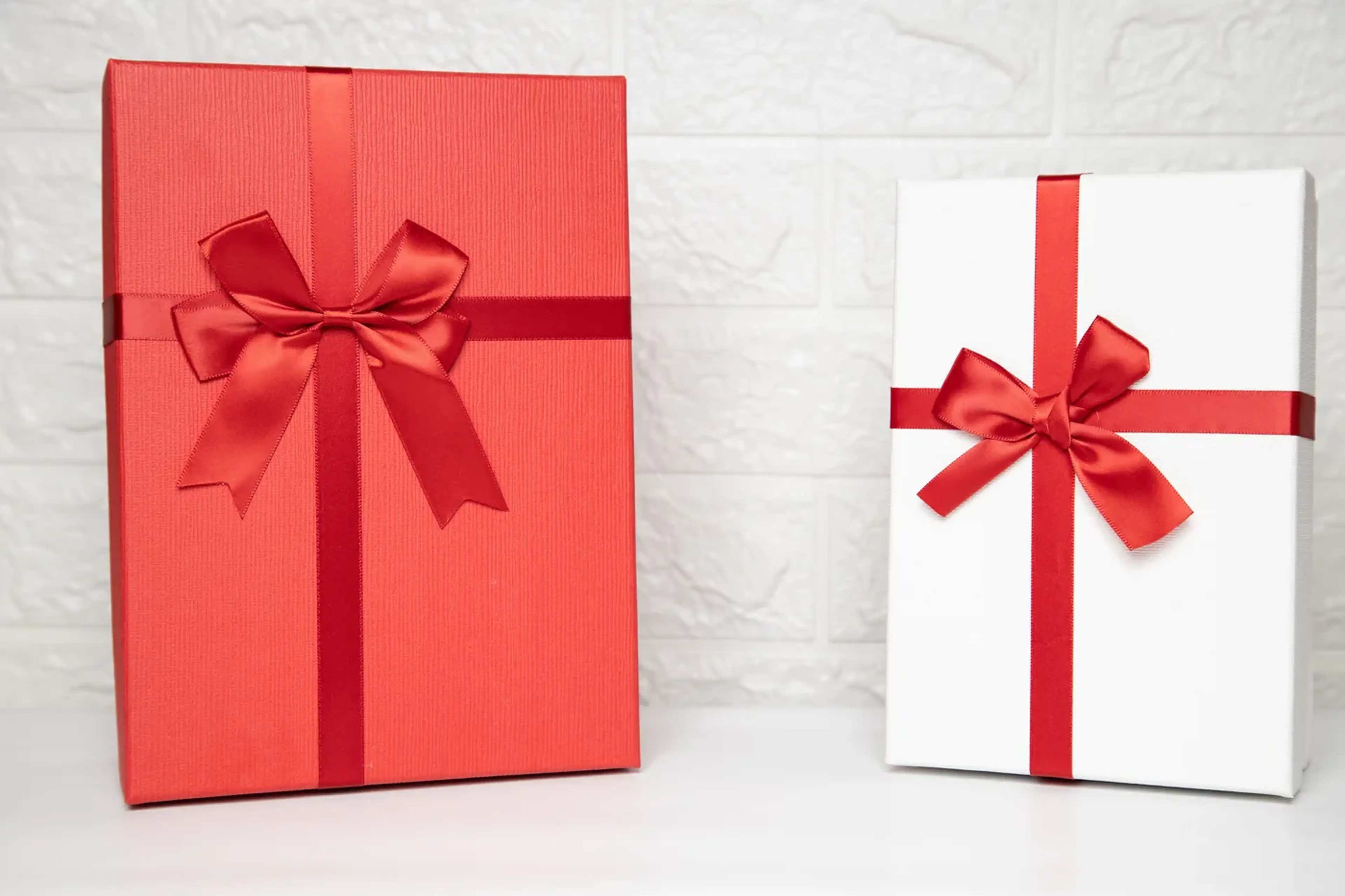 Two wrapped gift boxes