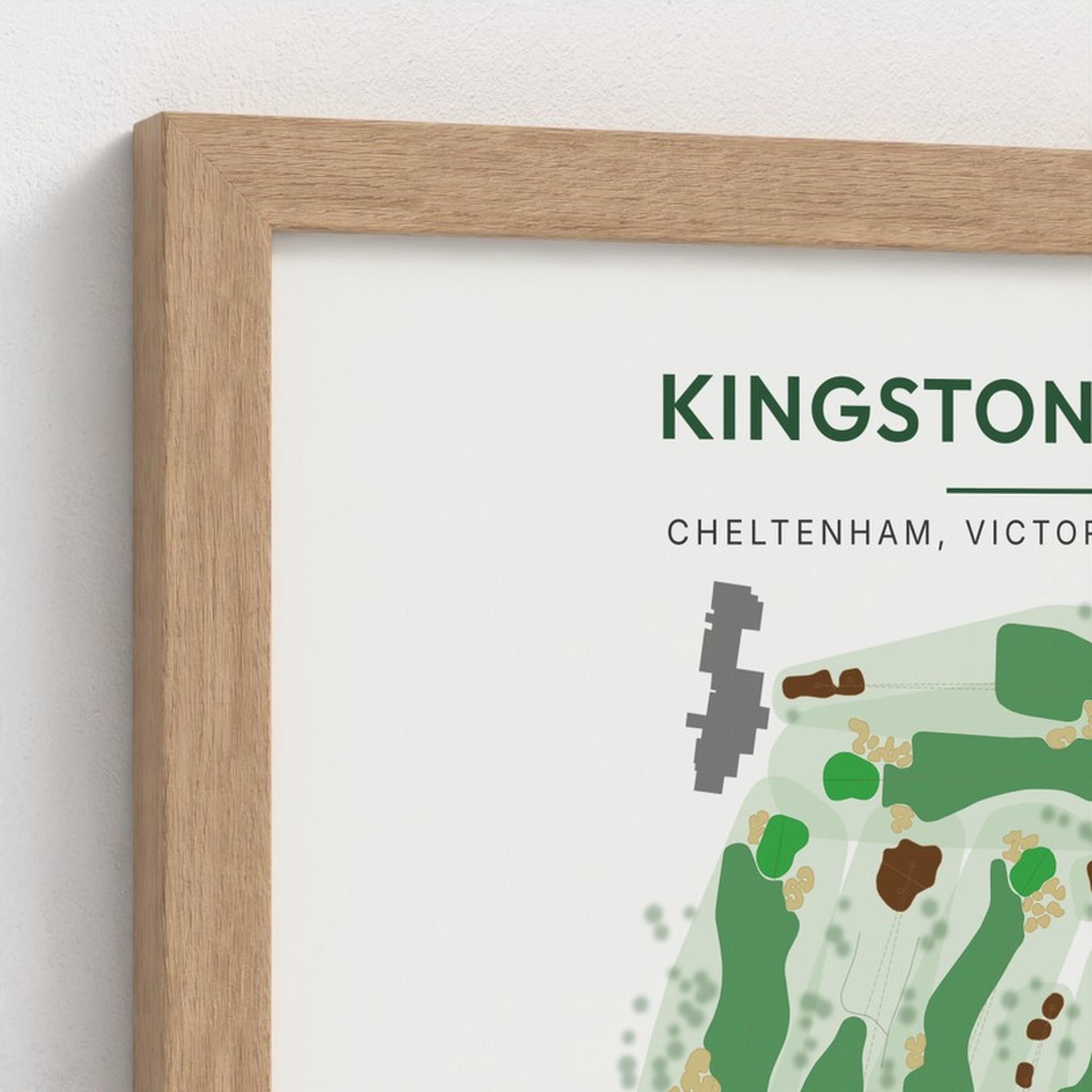 Close-up of a Kingston Heath print in a Natural frame, seen at an angle