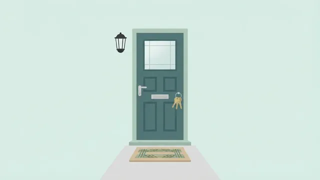 Illustration of a first home purchase with keys at the front door