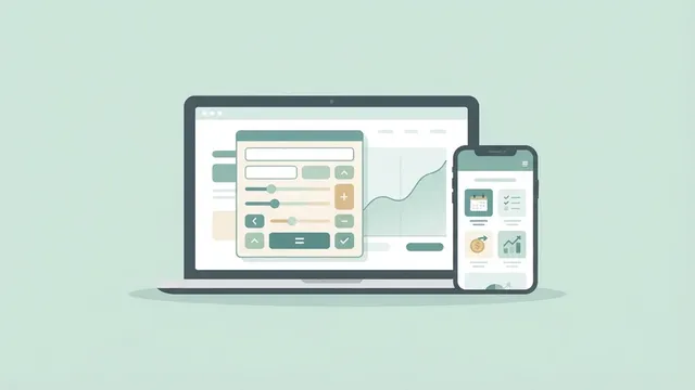 Illustration comparing website calculator widgets and phone home screen widgets