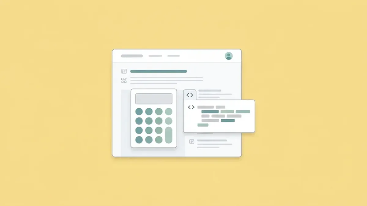 Illustration of a free calculator widget embed on a website