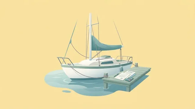 Illustration of a boat at a dock representing boat loan financing