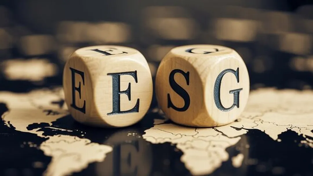 ESG-Würfel auf Weltkarte