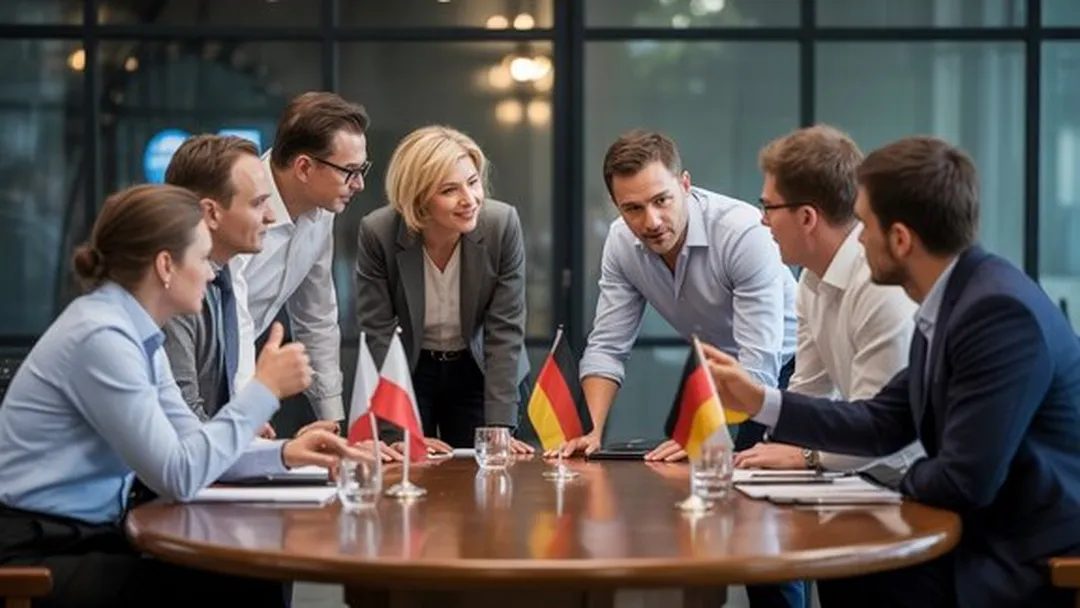 Deutsche und polnische Experten im Büro
