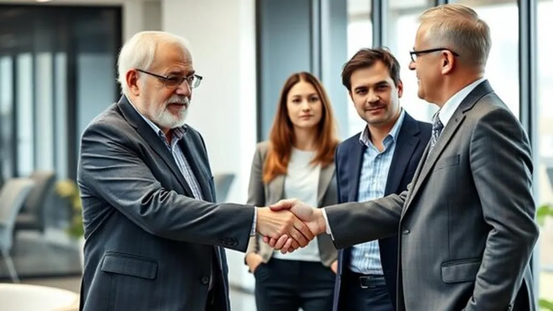 Unternehmer-Handschlag im Büro