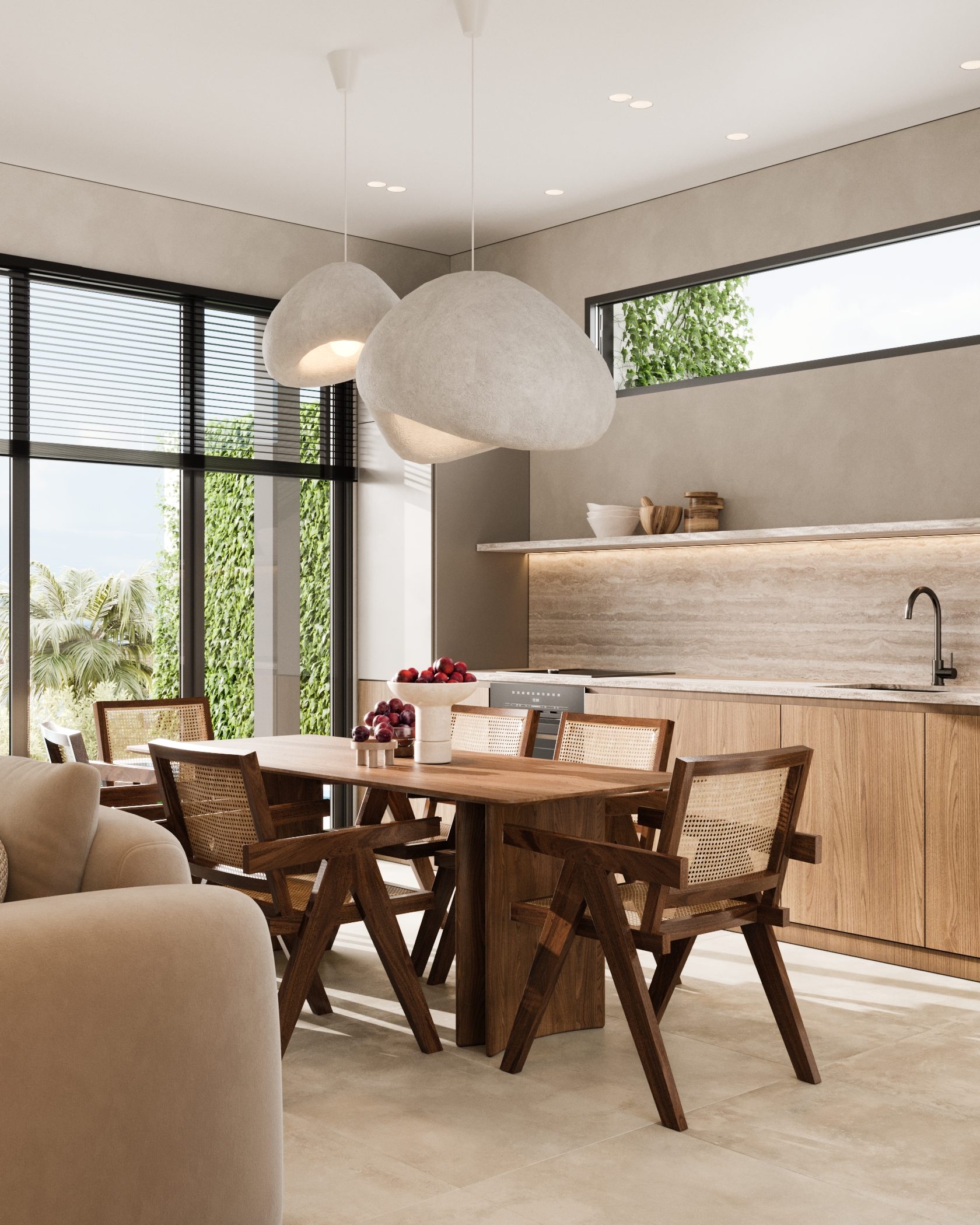 Refined dining space connected to outdoor living
